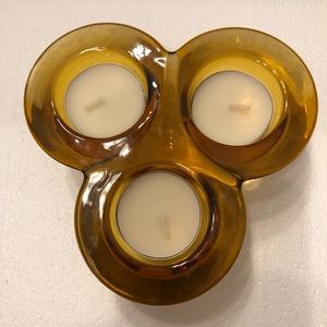 Funky Amber MCM Glass Candle Holder